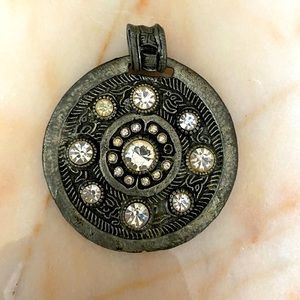 Vintage fancy metallic necklace pendant gem decor